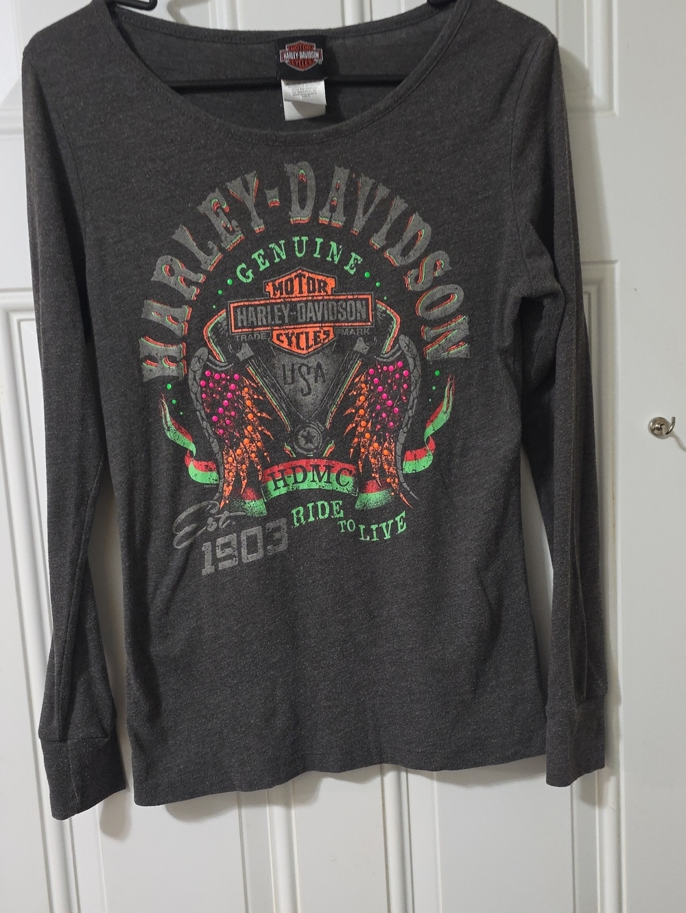 Harley-Davidson Women's Charcoal Long-Sleeve Graphic Tee